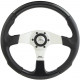 Volani 3-kraki volanski obroč Luisi Evolution, 360mm, umetno usnje, brez zamika, črna/srebrna/karbon | race-shop.si