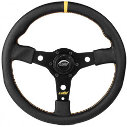 3-kraki volanski obroč Luisi Racing Corsa, 350mm, semiš, 38mm zamik, črna/rumena