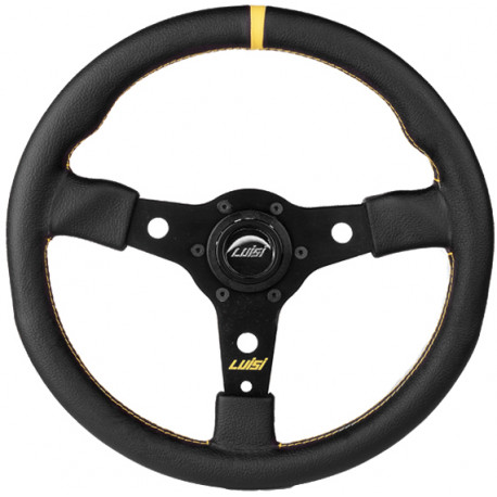Volani 3-kraki volanski obroč Luisi Racing Corsa, 350mm, semiš, 38mm zamik, črna/rumena | race-shop.si
