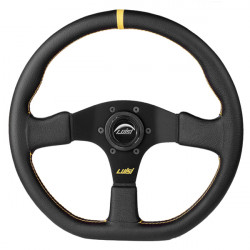 3-kraki volanski obroč Luisi Stealth Corsa, 355mm, usnje, 42mm zamik, črna/rumena