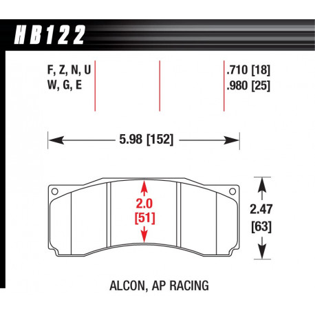 Zavorne ploščice HAWK performance Front Zavorne ploščice Hawk HB122U.710, Race, min-max 90°C-465°C | race-shop.si