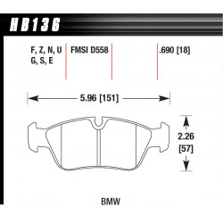 Front Zavorne ploščice Hawk HB136G.690, Race, min-max 90°C-465°C