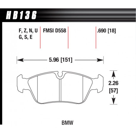 Zavorne ploščice HAWK performance Front Zavorne ploščice Hawk HB136G.690, Race, min-max 90°C-465°C | race-shop.si