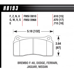 Rear Zavorne ploščice Hawk HB193S.670, Street performance, min-max 65°C-370°