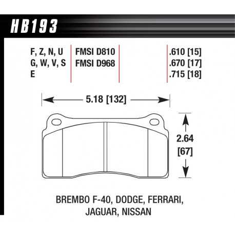 Zavorne ploščice HAWK performance Rear Zavorne ploščice Hawk HB193S.670, Street performance, min-max 65°C-370° | race-shop.si
