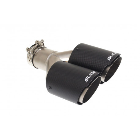 Z dvema izpustoma Konica dušilca ​​izpušnih plinov SLIDE 2x89mm, vhodni premer 63,5mm | race-shop.si