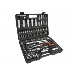 1/2 and 1/4 Socket Set with Ratchets, Adapters and Extensions, 108 pcs
