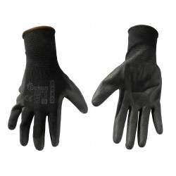 Cotton working gloves with rubber coating - black