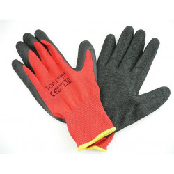 Cotton working gloves with rubber coating - black and red