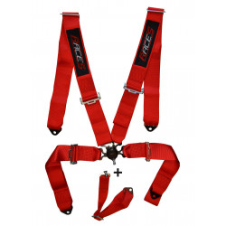 5 point safety belts RACES 3" (76mm), red
