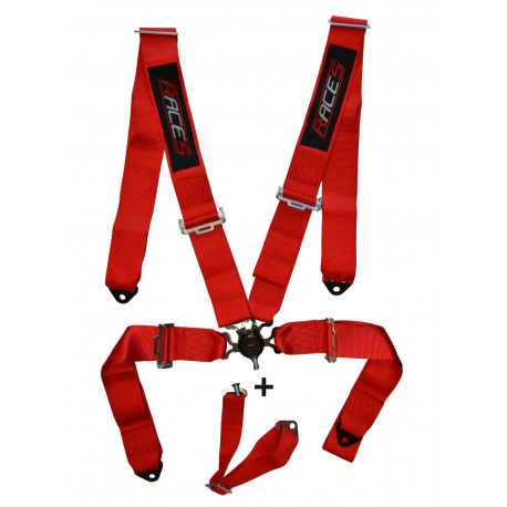Varnostni pasovi in dodatna oprema 5-točkovni športni varnostni pasovi RACES 3" (76mm), rdeča | race-shop.si