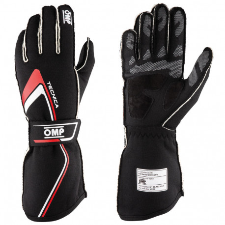 Rokavice Race gloves OMP Tecnica with FIA homologation (external stitching) black / red | race-shop.si