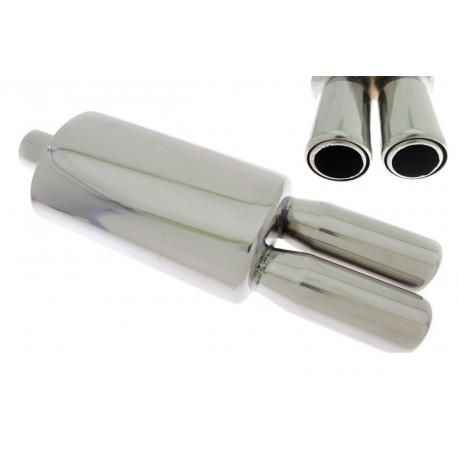 Dvojne konice Izpušni lonec (dušilec zvoka) RACES 15, premer dovoda 2,5" (63mm) | race-shop.si