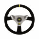 Volani 3-kraki volanski obroč OMP HYBRID, 320mm, semiš, brez zamika, črna/srebrna/rumena | race-shop.si