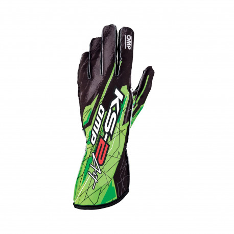 Rokavice Race gloves OMP KS-2 ART (external stitching) black / green | race-shop.si