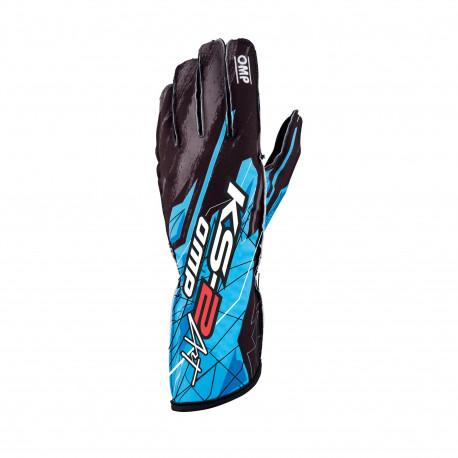 Rokavice Dirkalne rokavice OMP KS-2 ART (z zunanjimi šivi), črna / modra | race-shop.si