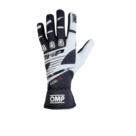 Rokavice Rokavice za karting OMP KS-3 (notranji šivi), črna/bela | race-shop.si