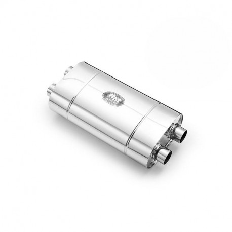 2x vhod / 2x izhod Sredinski izpušni lonec (dušilec zvoka) 63mm RM Motors | race-shop.si