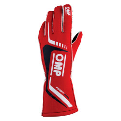 Race gloves OMP First EVO with FIA homologation (external stitching) red / black / white