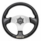 Volani 3-kraki volanski obroč Sparco P222, 345mm, usnje, 30mm zamik, črna/srebrna | race-shop.si
