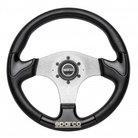 Volani 3 spokes steering wheel Sparco P222, 345mm leather, black | race-shop.si