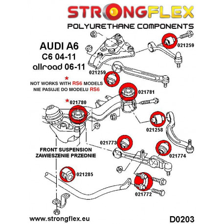 RS6 C6 (04-11) STRONGFLEX - 026211A: Front suspension bush kit SPORT | race-shop.si