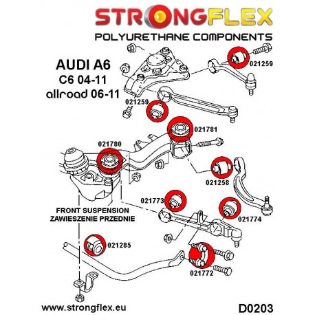 C6 (04-11) Quattro & Allroad STRONGFLEX - 026210A: Full suspension bush kit SPORT | race-shop.si