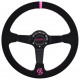 Promocije 3-kraki volanski obroč RACES Apex, 350mm, semiš, 90mm zamik, črna/roza | race-shop.si