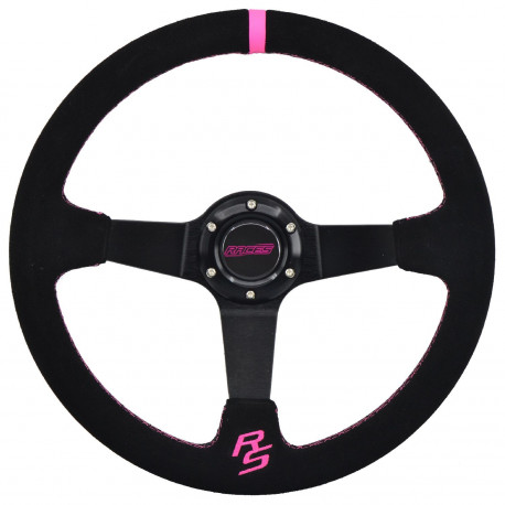 Promocije Steering wheel RACES Apex, 350mm, suede, 90mm deep dish, pink | race-shop.si