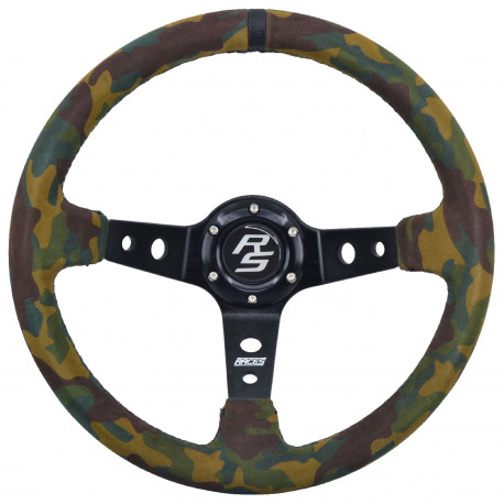 Volani 3-kraki volanski obroč RACES Corsa Camo, 350mm, semiš, 90mm zamik, kamuflaža/črna | race-shop.si