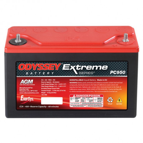 Baterije, škatle, držala Batteries Odyssey EXTREME RACING PC950, 34Ah, 950A | race-shop.si