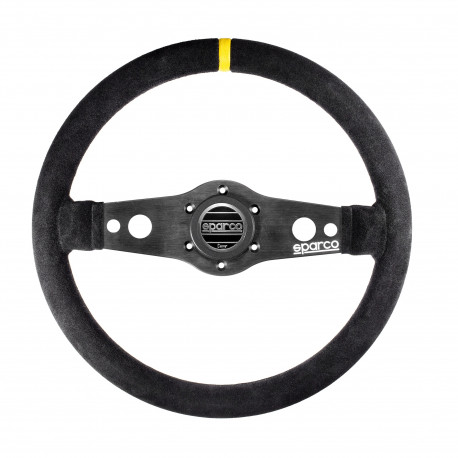Volani 2-kraki volanski obroč Sparco R215, 350mm, semiš, brez zamika, črna/rumena | race-shop.si
