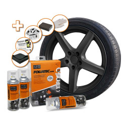 Foliatec Komplet za barvanje platišč v spreju 2C, 1200 ml, črna mat