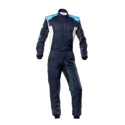 FIA Dirkaški kombinezon OMP Tecnica HYBRID modra/bela/cian