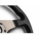 Volani 3-kraki volanski obroč MOMO TUNER, 350mm, usnje, 37mm zamik, črna/srebrna | race-shop.si