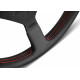 Volani 3-kraki volanski obroč MOMO MONTECARLO, 350mm, usnje, 40mm zamik, črna/rdeča | race-shop.si