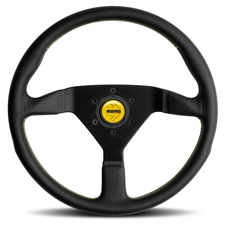 Volani 3 spokes steering wheel Yellow MOMO MONTECARLO 350mm, leather | race-shop.si
