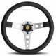 Volani 3 spokes steering wheel Silver MOMO PROTOTIPO 350mm, leather | race-shop.si