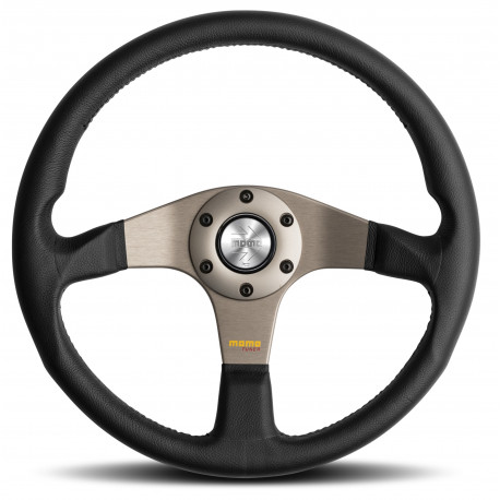 Volani 3 spokes steering wheel Silver MOMO TUNER 350mm, leather | race-shop.si