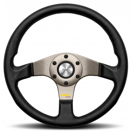 Volani 3 spokes steering wheel Silver MOMO TUNER 320mm, leather | race-shop.si