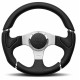 Volani 3-kraki volanski obroč MOMO MILLENIUM, 320mm, usnje, 40mm zamik, črna/srebrna | race-shop.si