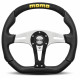 Volani 3-kraki volanski obroč MOMO TREK, 350mm, semiš, 40mm zamik, črna/srebrna/rumena | race-shop.si