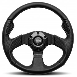 3-kraki volanski obroč MOMO JET, 320mm, usnje, 46mm zamik, črna/karbon