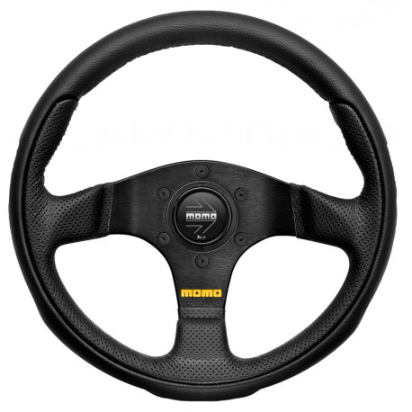 Volani 3-kraki volanski obroč MOMO TEAM, 300mm, usnje, 40mm zamik, črna | race-shop.si
