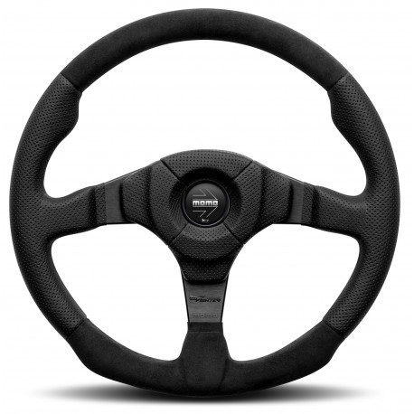 Volani 3 spokes steering wheel MOMO DARK FIGHTER 350mm, leather and alcantara | race-shop.si