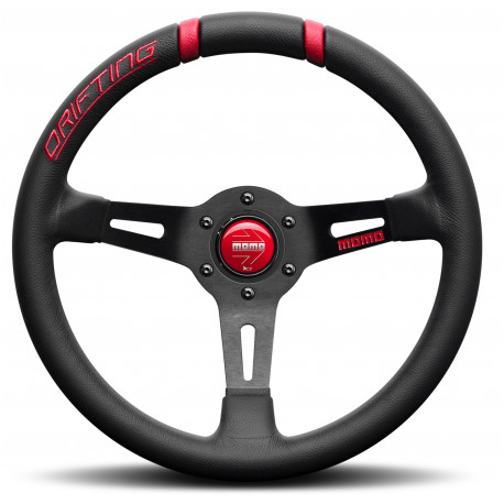 Volani 3-kraki volanski obroč MOMO DRIFTING, 330mm, usnje, 88mm zamik, črna/rdeča | race-shop.si