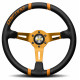 Volani 3-kraki volanski obroč MOMO DRIFTING, 350mm, usnje, 90mm zamik, črna/oranžna | race-shop.si