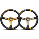 Volani 3-kraki volanski obroč MOMO DRIFTING, 350mm, usnje, 90mm zamik, črna/oranžna | race-shop.si