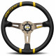 Volani 3 spokes steering wheel MOMO DRIFTING 350mm, Black Yellow leather | race-shop.si
