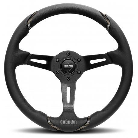 Volani 3-kraki volanski obroč MOMO GOTHAM, 350mm, usnje, 70mm zamik, črna | race-shop.si